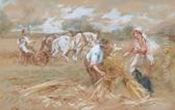 Harvesting The Hay 'w. Duncan' Oil Painting by Walter Duncan