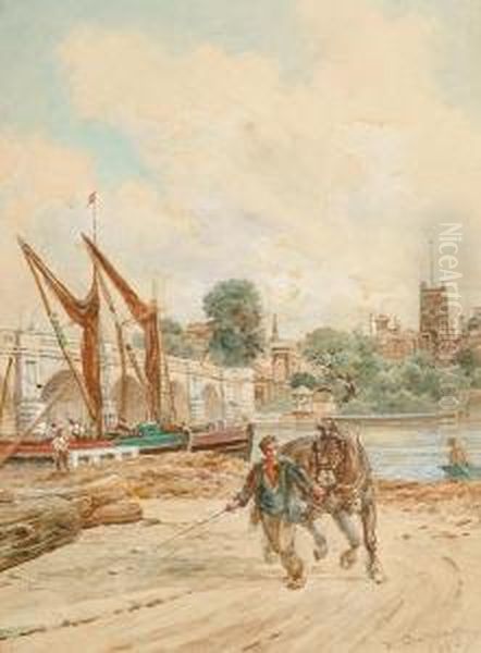 Turning The Barge Horse Oil Painting by Walter Duncan