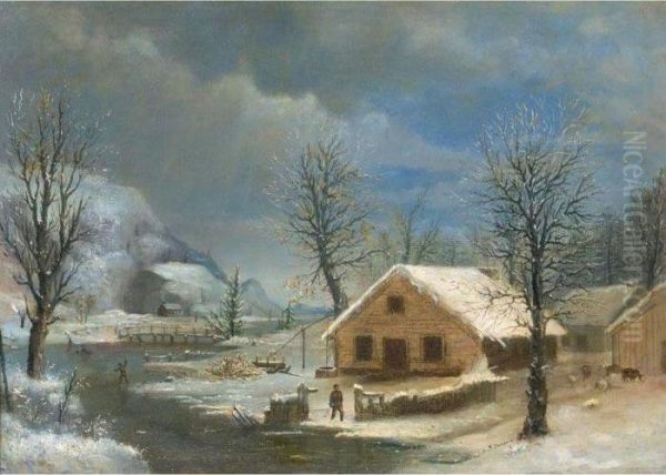 Winter Oil Painting by Robert Scott Duncanson