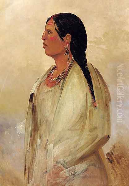 A Choctaw Woman Oil Painting by George Catlin