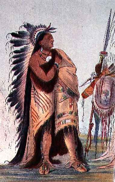 Crow Indian Pa-Ris-Ka-Roo-Pa, 'The Two Crows' Oil Painting by George Catlin