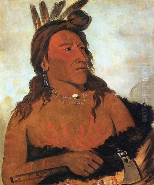 Little Bear, Hunkpapa Brave Oil Painting by George Catlin