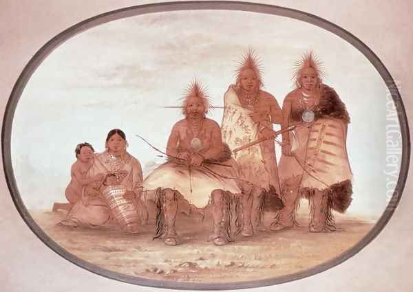 Pawnee Warriors, c.1832 Oil Painting by George Catlin