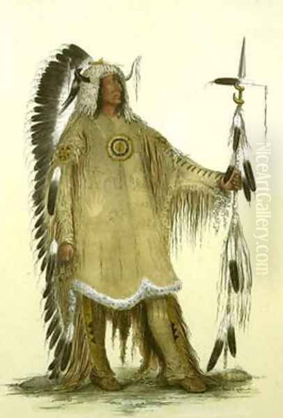 Mah-to-toh-pe or the Mandan Chief, Four Bears Oil Painting by George Catlin