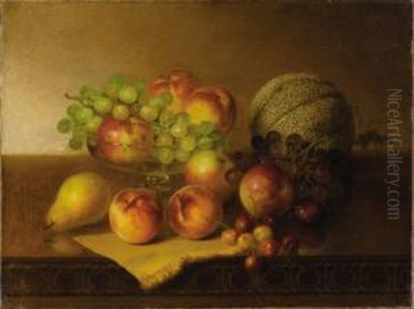 Tabletop Still Life With Fruit Oil Painting by Robert Spear Dunning