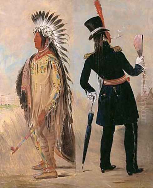 Pigeon's Egg Head (The Light) Going to and Returning from Washington Oil Painting by George Catlin