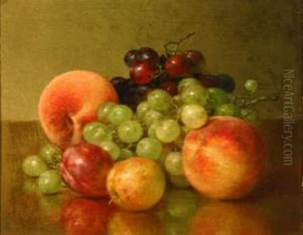 Still Life With Peaches, Grapes And Plums Oil Painting by Robert Spear Dunning