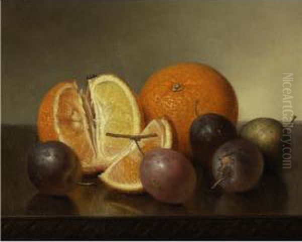 Still Life: Oranges And Plums Oil Painting by Robert Spear Dunning