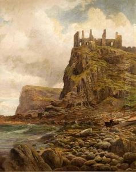 Dunluce Castle Antrim Coast Oil Painting by Albert Dunnington