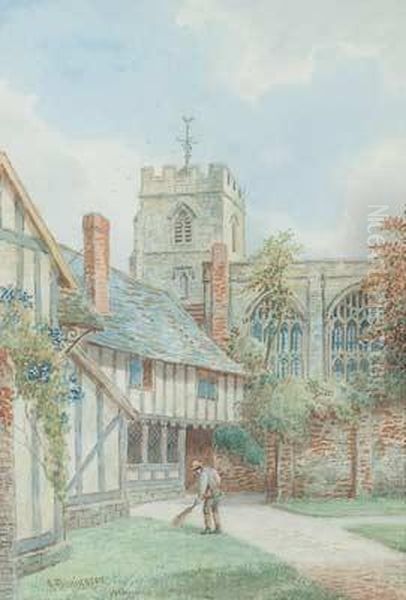 Kirche In Stratford Upon Avon Oil Painting by Albert Dunnington