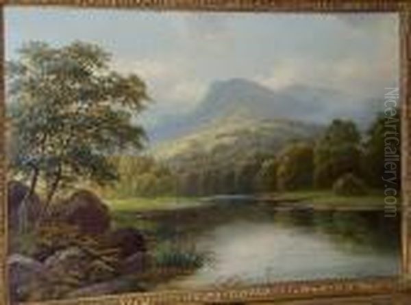 Still Waters, Invernesshire Oil Painting by Albert Dunnington