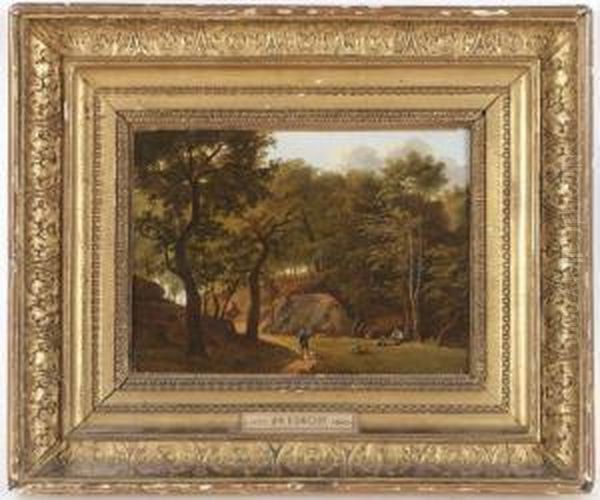 Chasseurs En Foret Oil Painting by Alexandre-Hyacinthe Dunouy