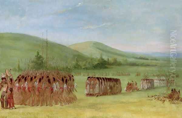 Ball-Play Dance Oil Painting by George Catlin