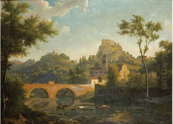 Vue De Subiaco Oil Painting by Alexandre-Hyacinthe Dunouy