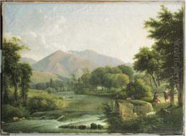 Paysage D'italie Oil Painting by Alexandre-Hyacinthe Dunouy