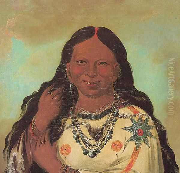 Kei-a-gis-gis, a woman of the Plains Ojibwa Oil Painting by George Catlin