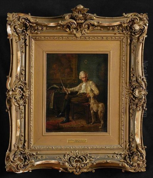 A Gentleman & His Dog Oil Painting by John Ward Dunsmore