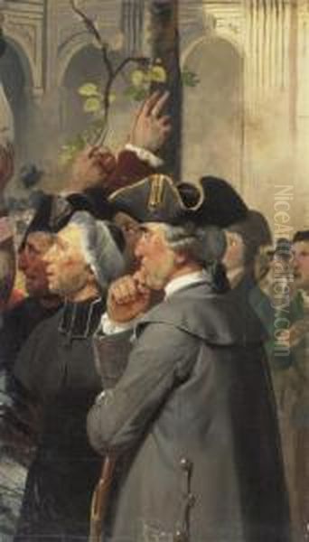 A Group Of Spectators; A Fragment Oil Painting by John Ward Dunsmore