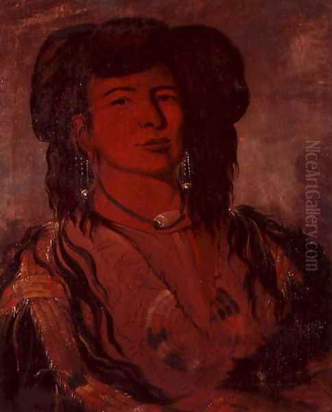 Head of Kate One Horn Oil Painting by George Catlin