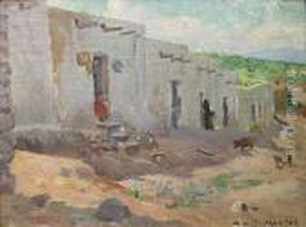 Old Street In Mexico Oil Painting by W. Herbert Dunton