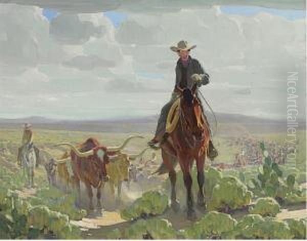 Texas Of Old Oil Painting by W. Herbert Dunton