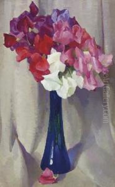 Sweetpea Oil Painting by W. Herbert Dunton