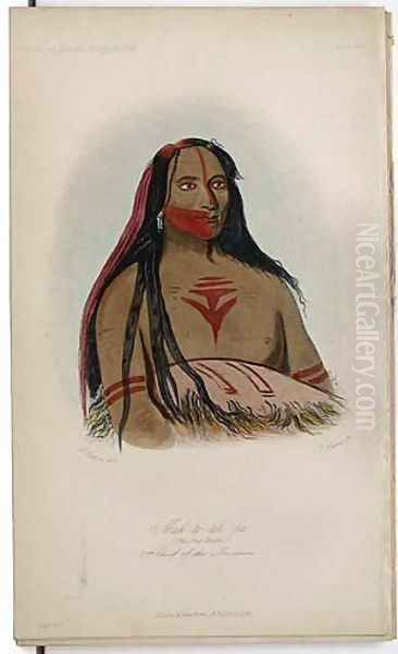 Mah-to--toh-pa, 2nd Chief of the Mandans Oil Painting by George Catlin