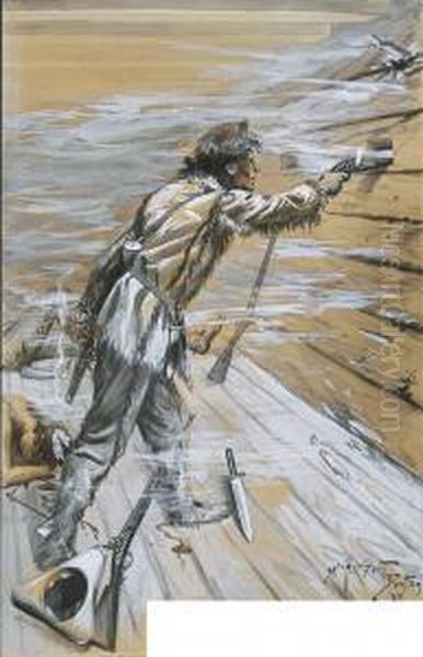 He Fired Two Shots In Rapid Succession Oil Painting by W. Herbert Dunton