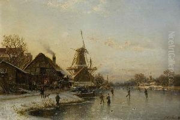 Winterlandschaft. Oil Painting by Johannes-Bertholomaus Dutntze