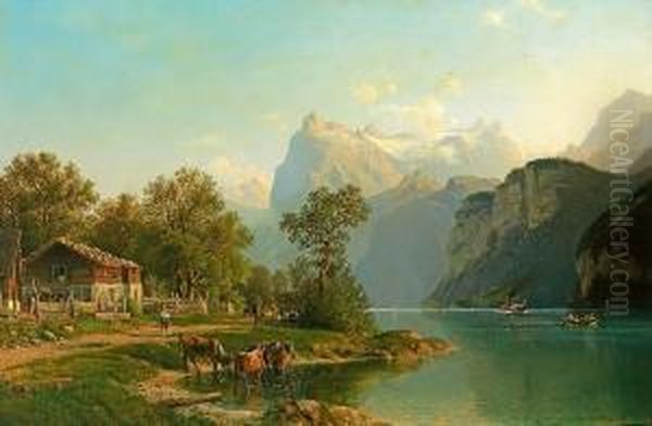 Malkasten Oil Painting by Johannes-Bertholomaus Dutntze