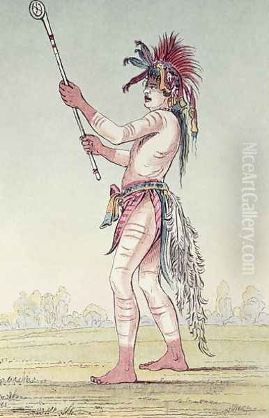 Sioux ball player We-Chush-Ta-Doo-Ta, 'The Red Man' Oil Painting by George Catlin