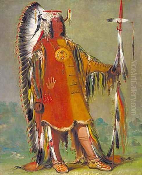 Máh-to-tóh-pa, Four Bears, Second Chief, in Full Dress Oil Painting by George Catlin