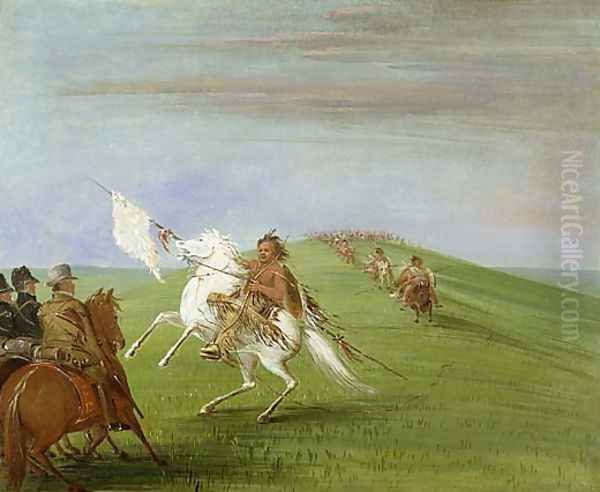 Comanche Meeting the Dragoons Oil Painting by George Catlin