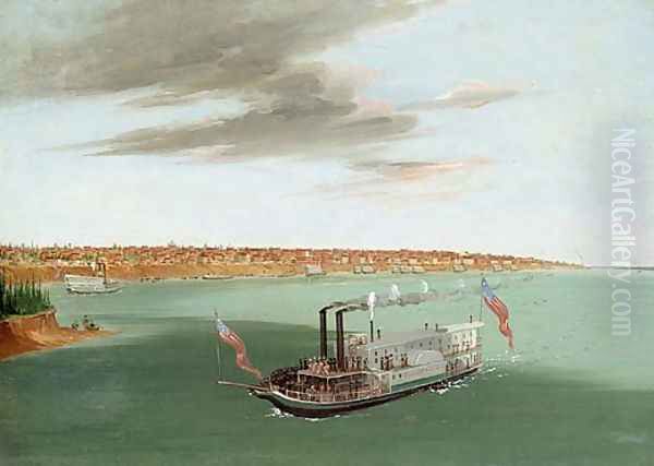 St. Louis from the River Below Oil Painting by George Catlin