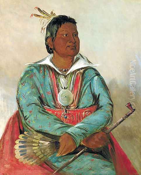 Mó-sho-la-túb-bee, He Who Puts Out and Kills, Chief of the Tribe Oil Painting by George Catlin