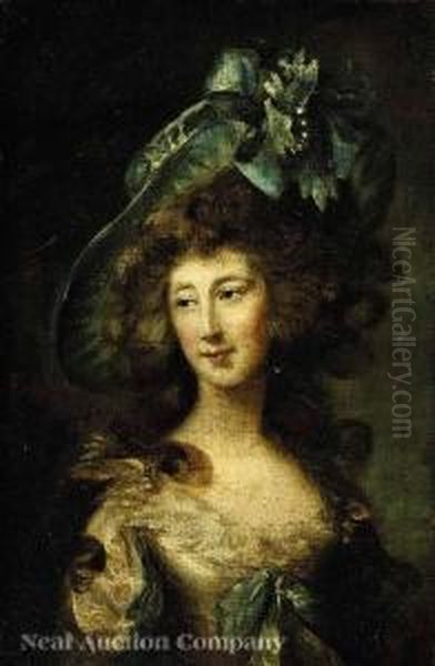 Ladyin A Blue Hat Oil Painting by Dupont Gainsborough