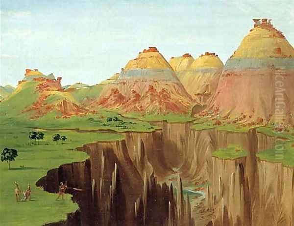 Brick Kilns Clay Bluffs 1900 Miles above St Louis 1832 Oil Painting by George Catlin