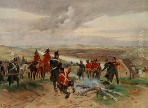 French Soldiers On The Outskirts Of A Town Oil Painting by Henri-Louis Dupray