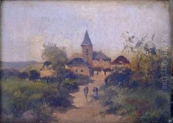 Village En Bretagne Oil Painting by Louis Dupuy