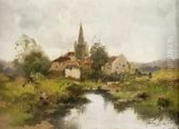 Etang Pres Du Village Oil Painting by Louis Dupuy