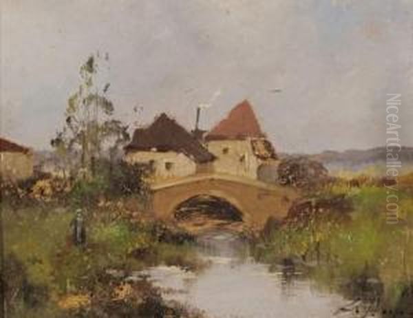 Pont Oil Painting by Louis Dupuy