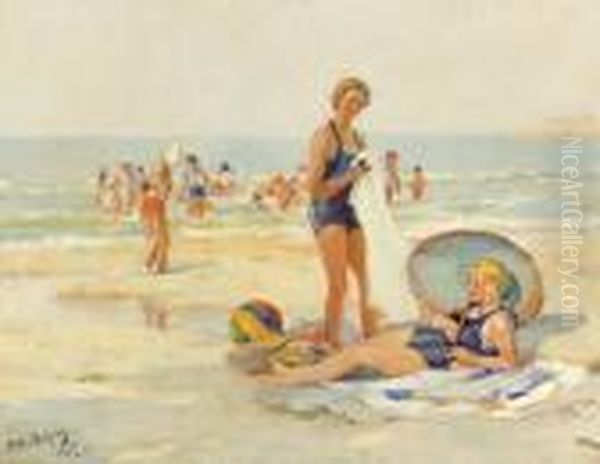 Sur La Plage Oil Painting by Paul Michel Dupuy