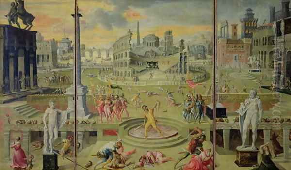 The Massacre of the Triumvirate, 1566 Oil Painting by Antoine Caron