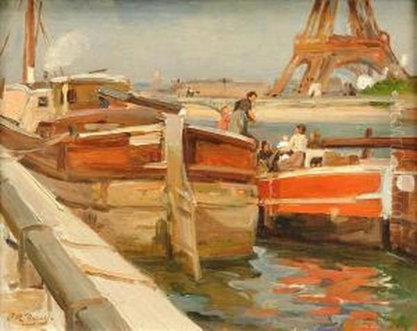 On The Seine Oil Painting by Paul Michel Dupuy