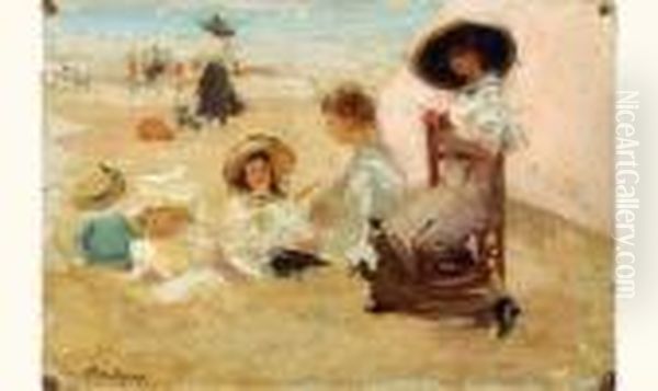 Lecture A La Plage Oil Painting by Paul Michel Dupuy