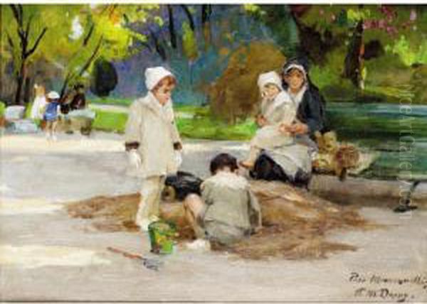 Parc Monceau, Paris Oil Painting by Paul Michel Dupuy