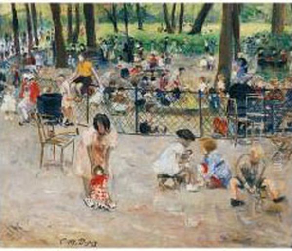 Le Parc Monceau A Paris Oil Painting by Paul Michel Dupuy