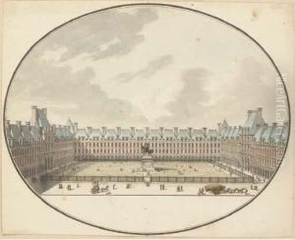 La Place Des Vosges Oil Painting by Jean Nicolas Louis Durand