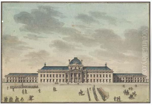 Inscrit '2e Vue De L'ecole Militaire' Oil Painting by Jean Nicolas Louis Durand