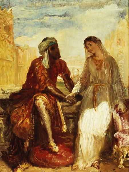 Othello and Desdemona in Venice, 1850 Oil Painting by Theodore Chasseriau